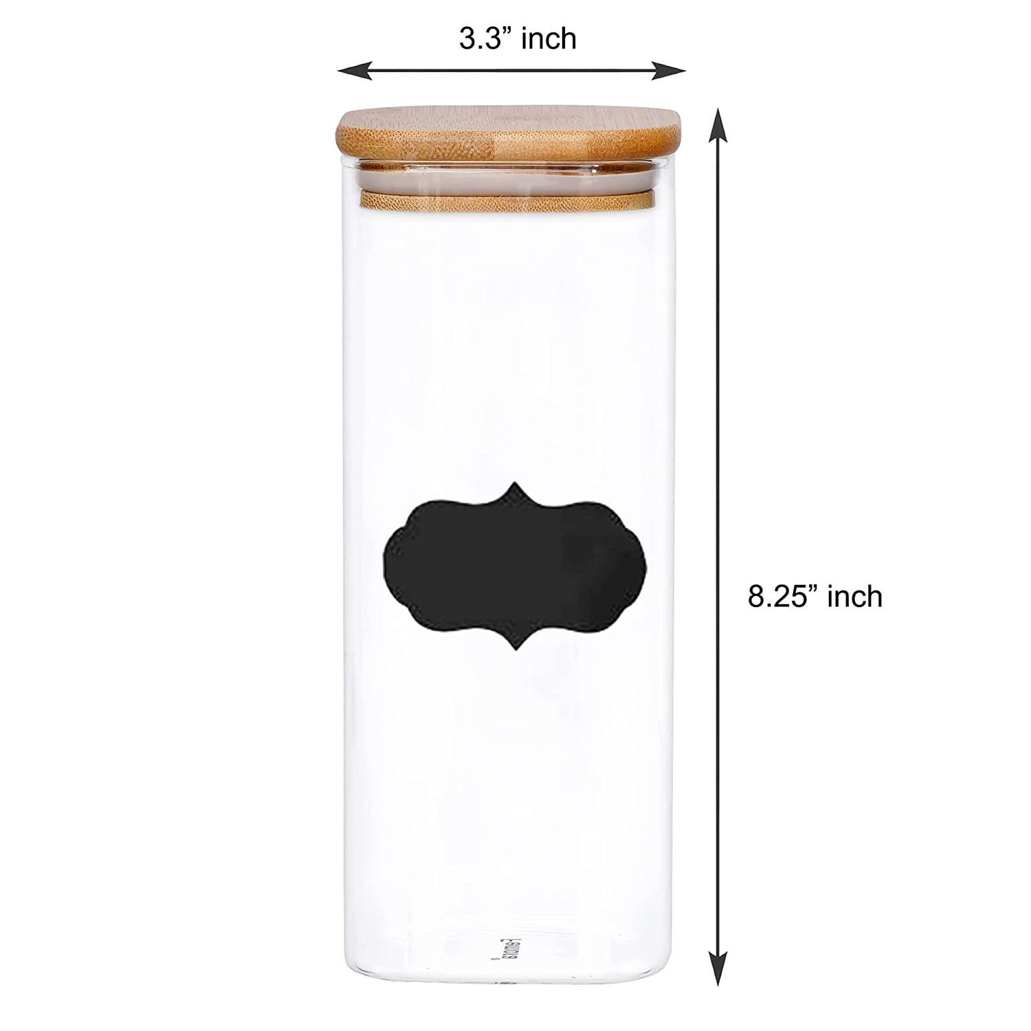 Glass Bamboo Lid Air Tight Jar | 1L | Set of 4