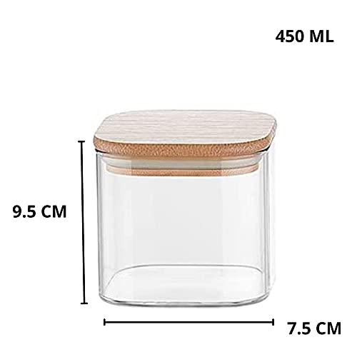 Glass Bamboo Lid Air Tight Jar | 450 ml