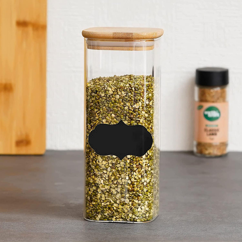Glass Bamboo Lid Air Tight Jar | 700 ml | Set of 4