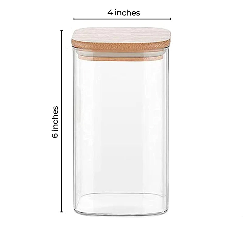 Glass Bamboo Lid Air Tight Jar | 700 ml