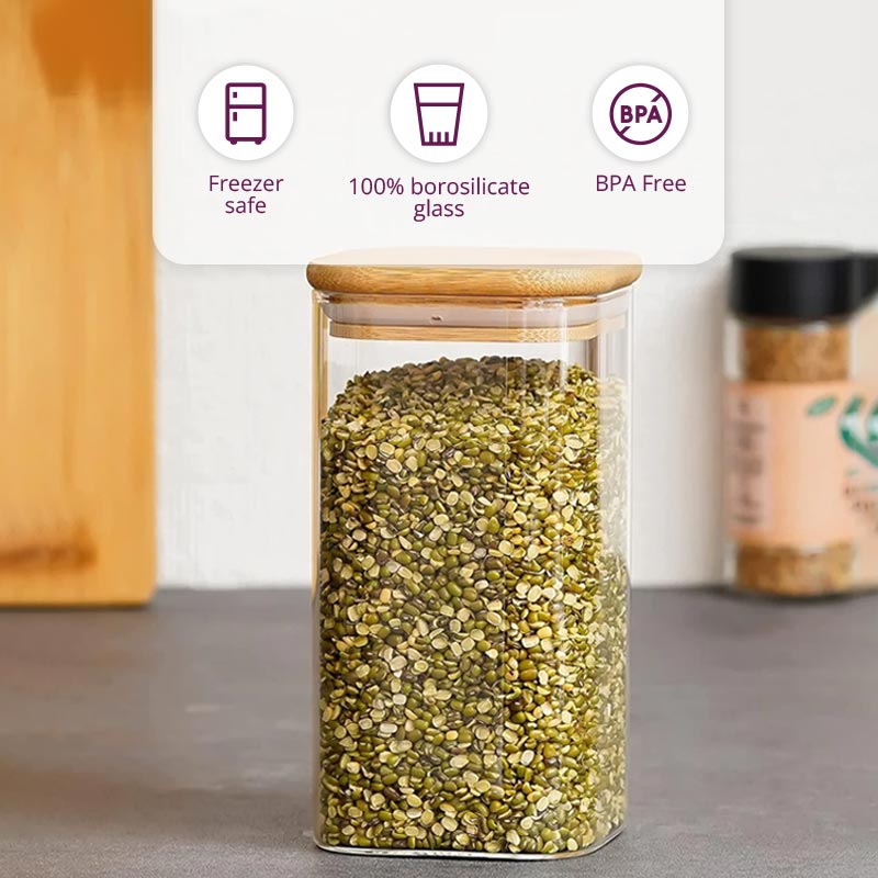 Glass Bamboo Lid Air Tight Jar | 700 ml