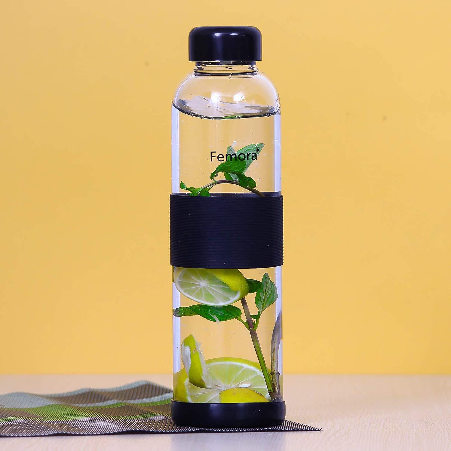 Borosilicate Glass Silicone Grip Fridge Bottle | Set of 4