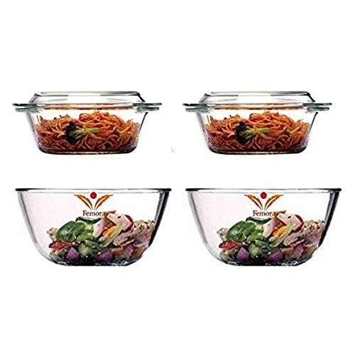 Borosilicate Mixing Bowls & Serving Casseroles Combo | Set of 4