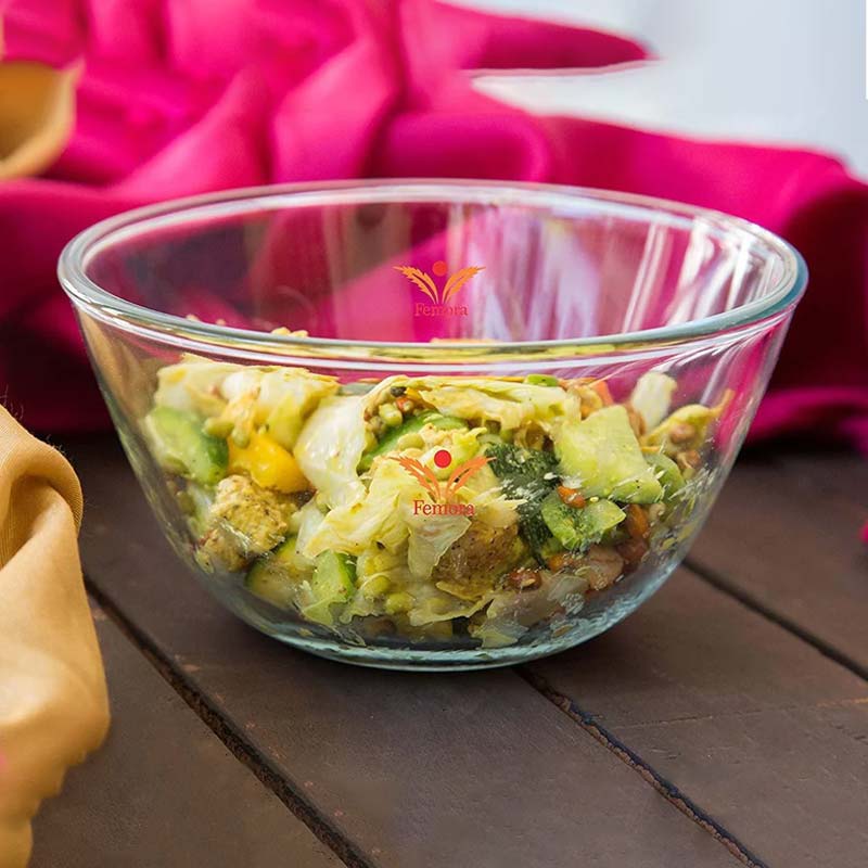 Glass Mixing Bowl, Serving Casserole & Silicone Serving Spoon | Set of 3