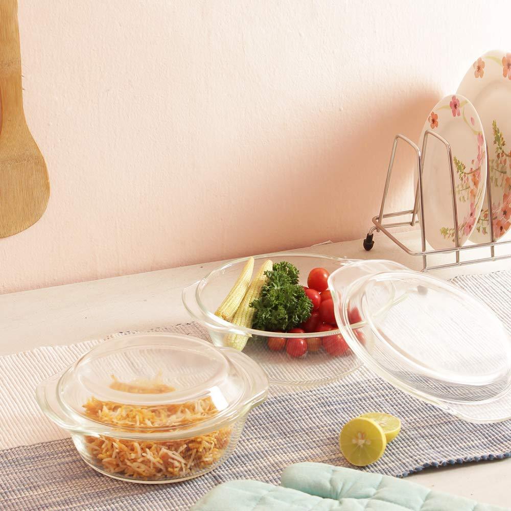 Borosilicate Glass Multipurpose Casseroles | 700 ml & 1L | Set of 2