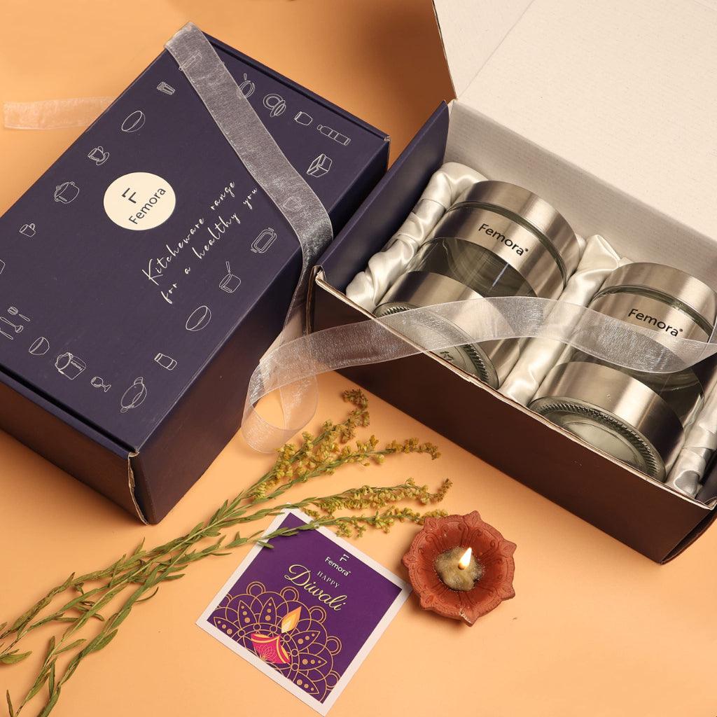 Metallic Clear Glass | Gift Set | 700 ml | Set of 2
