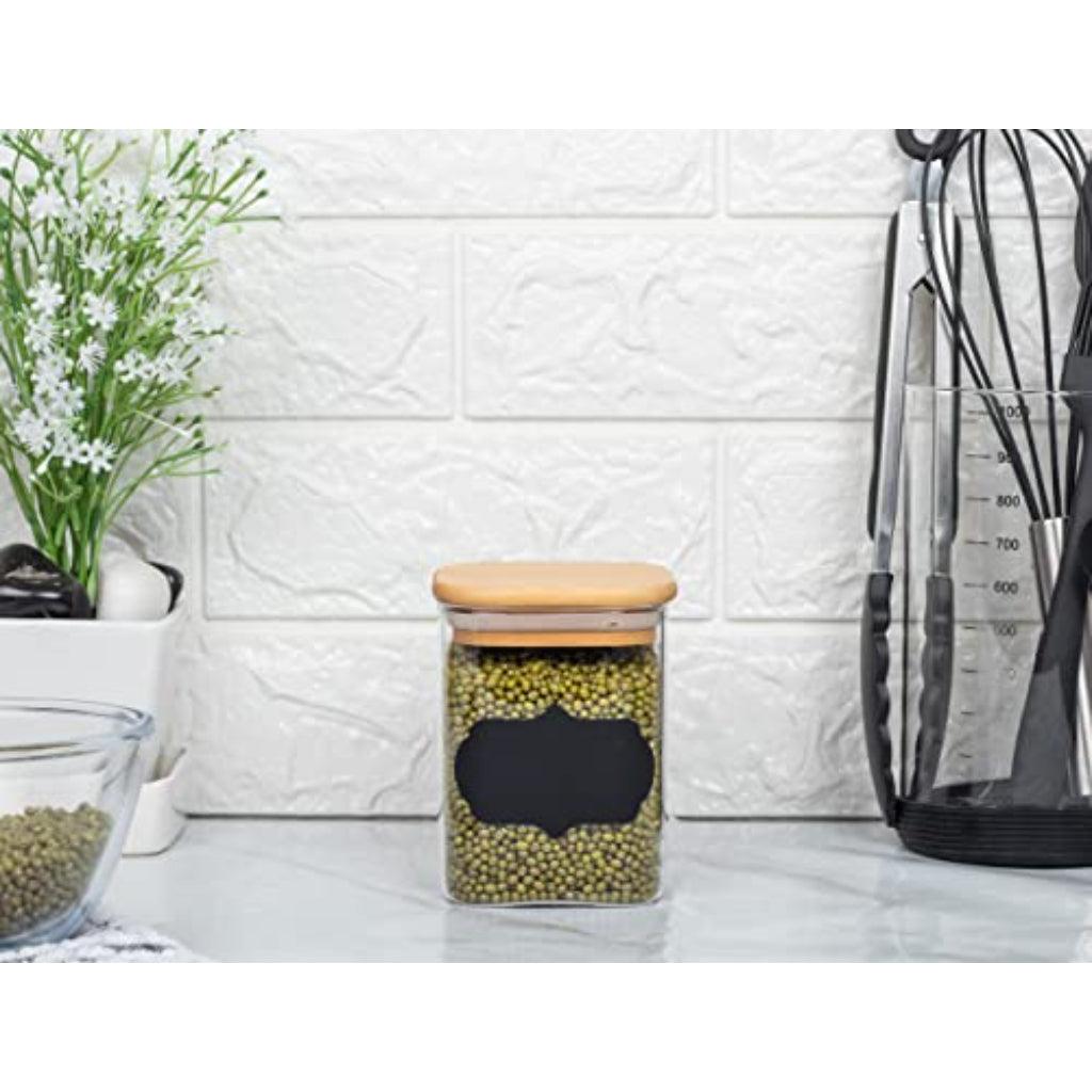 Borosilicate Glass Bamboo Lid Air Tight Jar | Gift Set | 450 ml | Set of 2