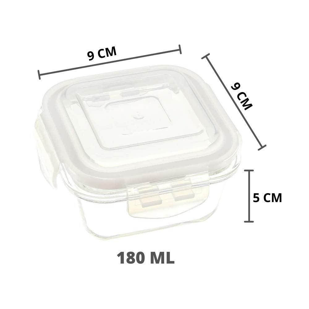 Glass Mini Food Storage Air-Tight Container | 180 ml | Set of 3