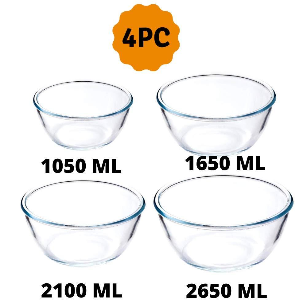 Classic Glass Mixing Bowl | Mixed Size Combo | Set of 4
