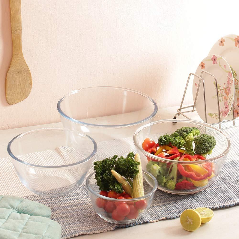 Borosilicate All-Purpose Mixing Bowls | Mixed Size Combo- Set of 4 (1.6L, 2.1L, 2.6L & 3.6L)