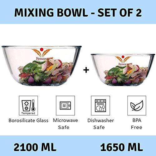 Glass All-Purpose Mixing Bowls | 1.6L & 2.1L | Set of 2