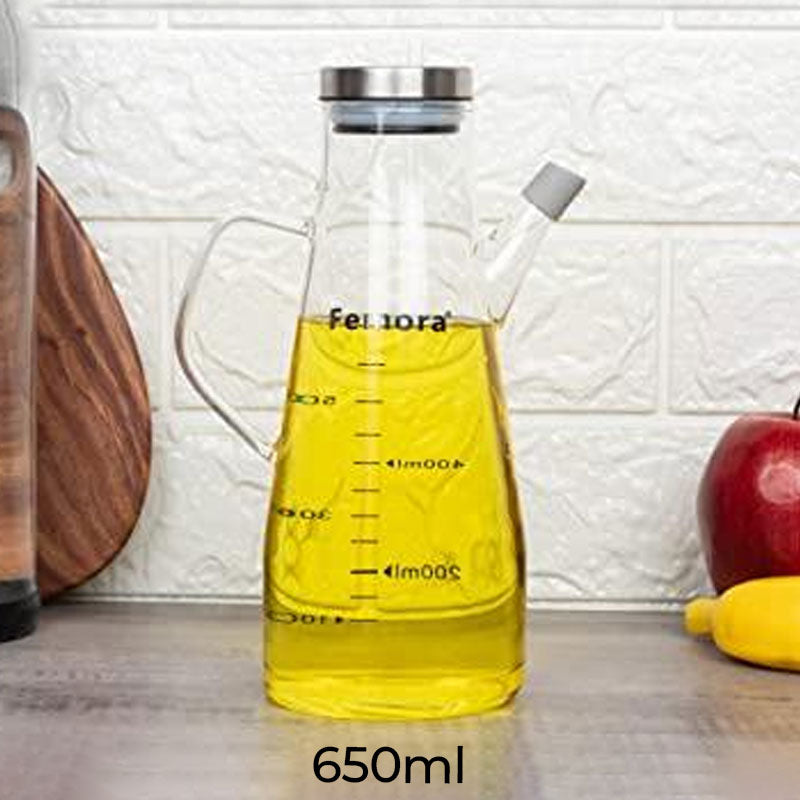 Borosilicate Glass Oil Bottle with Handle | 650 ml