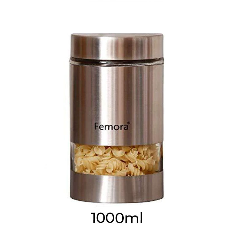 Metallic Clear Glass Kitchen Storage Jar | 1L