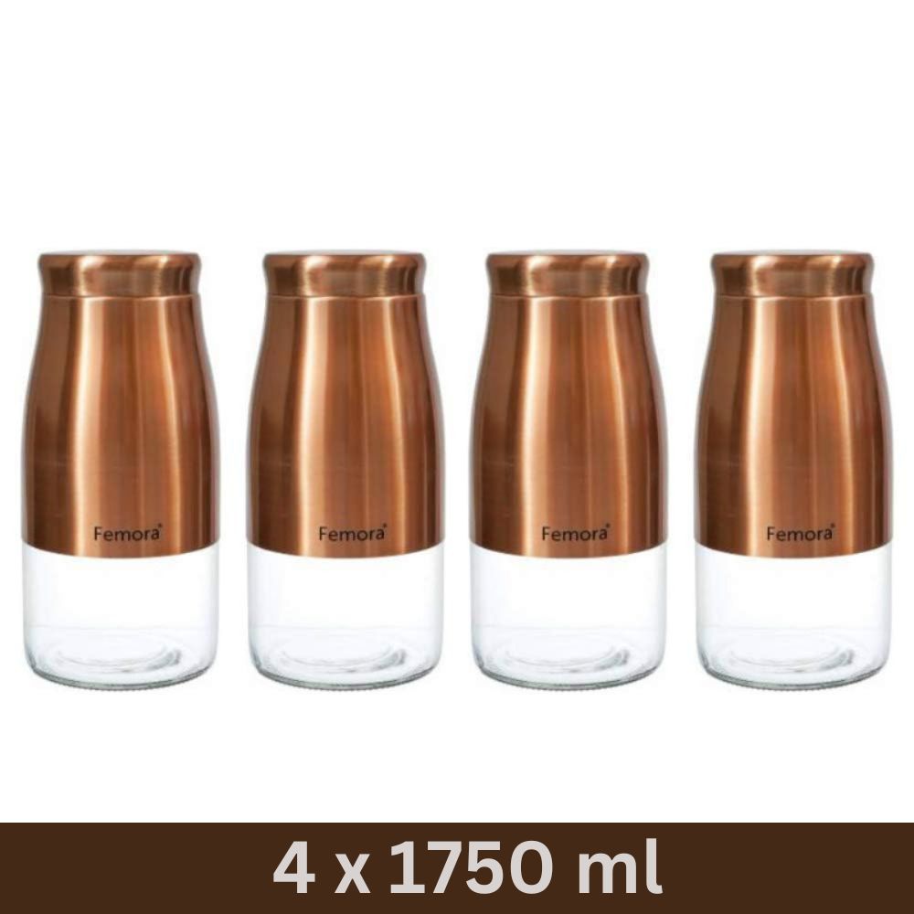 Clear Glass Rose Gold Storage Jar | Set of 4 | Multiple Sizes