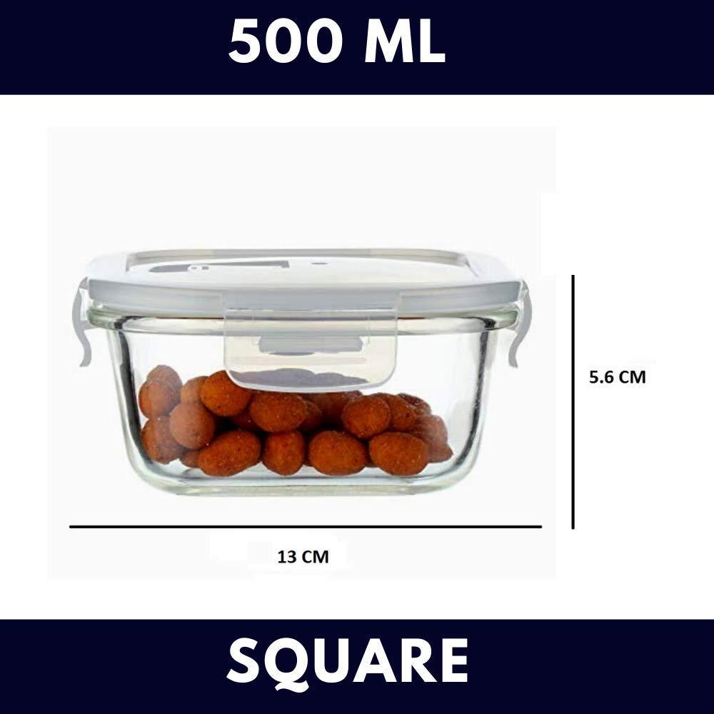 Borosilicate Glass Square Food Storage Container with Air Vent Lid | 300ml, 500 ml, 800ml