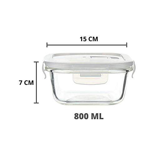 Borosilicate Square Glass Food Storage Container with Air Vent Lid | 800 ml