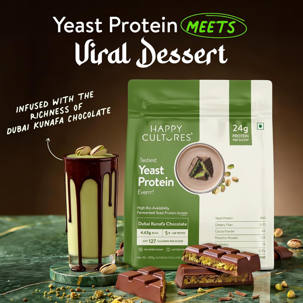 Happy Cultures 24g Protein Dubai Kunafa Chocolate Fermented Yeast Protein Isolate
