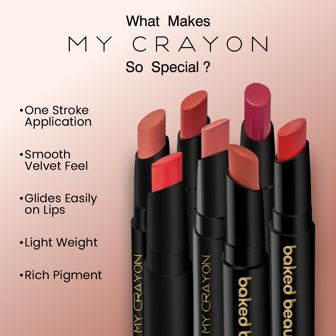 Baked Beauty My Crayon Forget Me Not Super Matte Lip Cream Lipsticks (Set of 3)