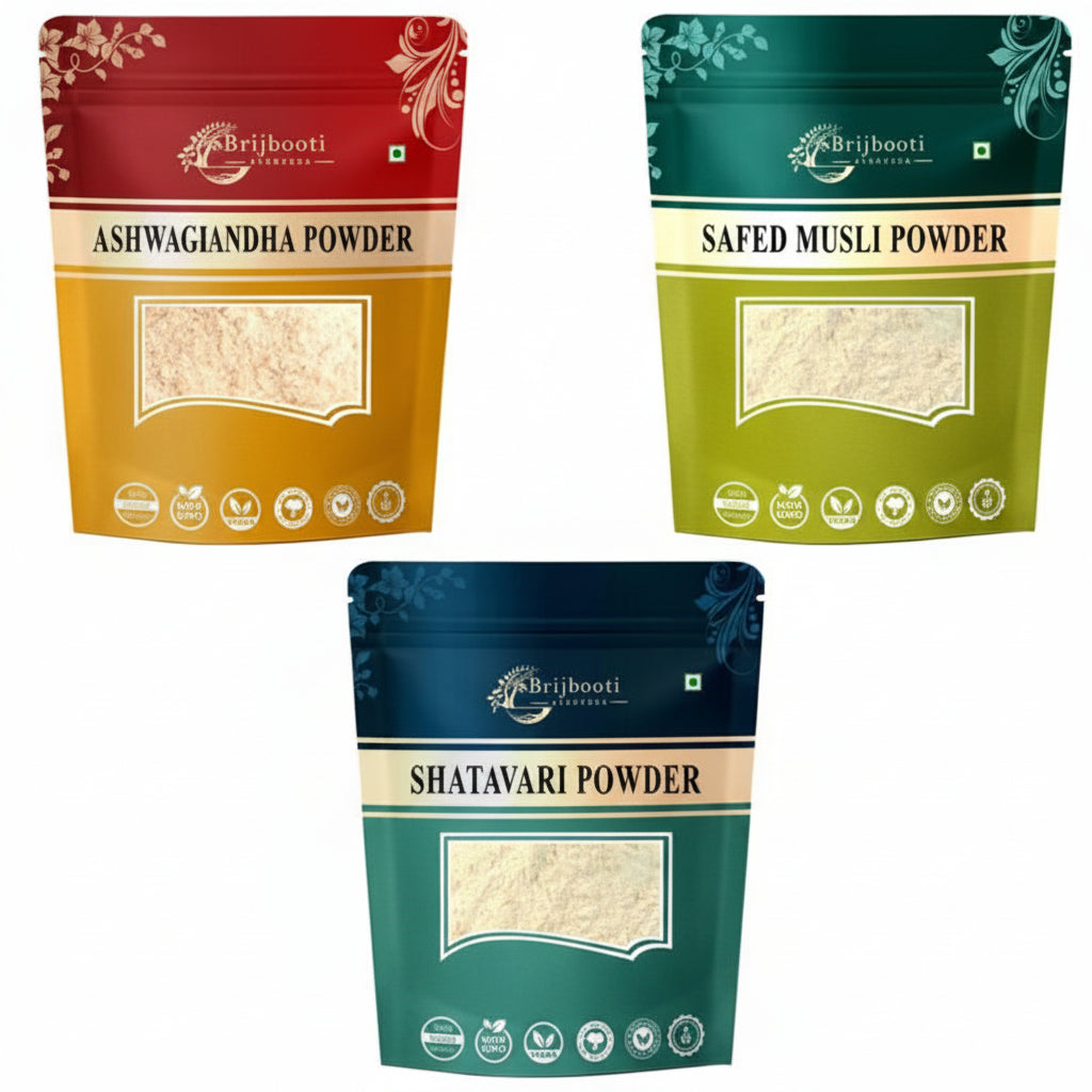 Brijbooti Birju Mahavir Ashwagandha & Safed Musli & Shatavari Powder Combo