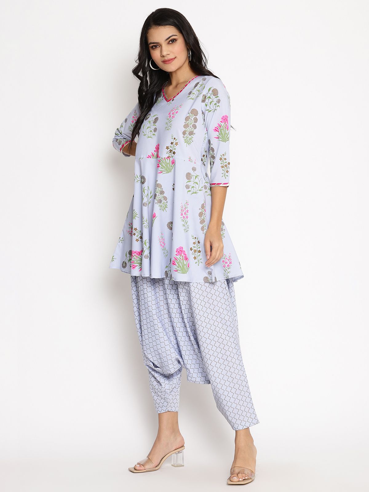 Ahalyaa Crepe Printed Top With Harem Pant