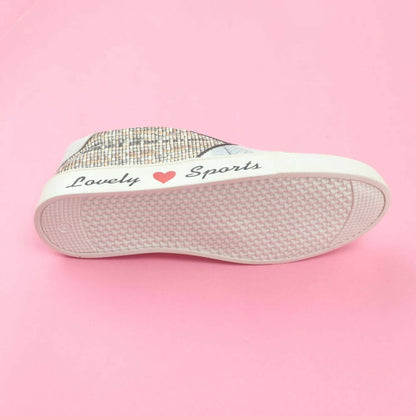 Tiny Bugs Girls Leaf Printed Slip Ons Sneakers - White