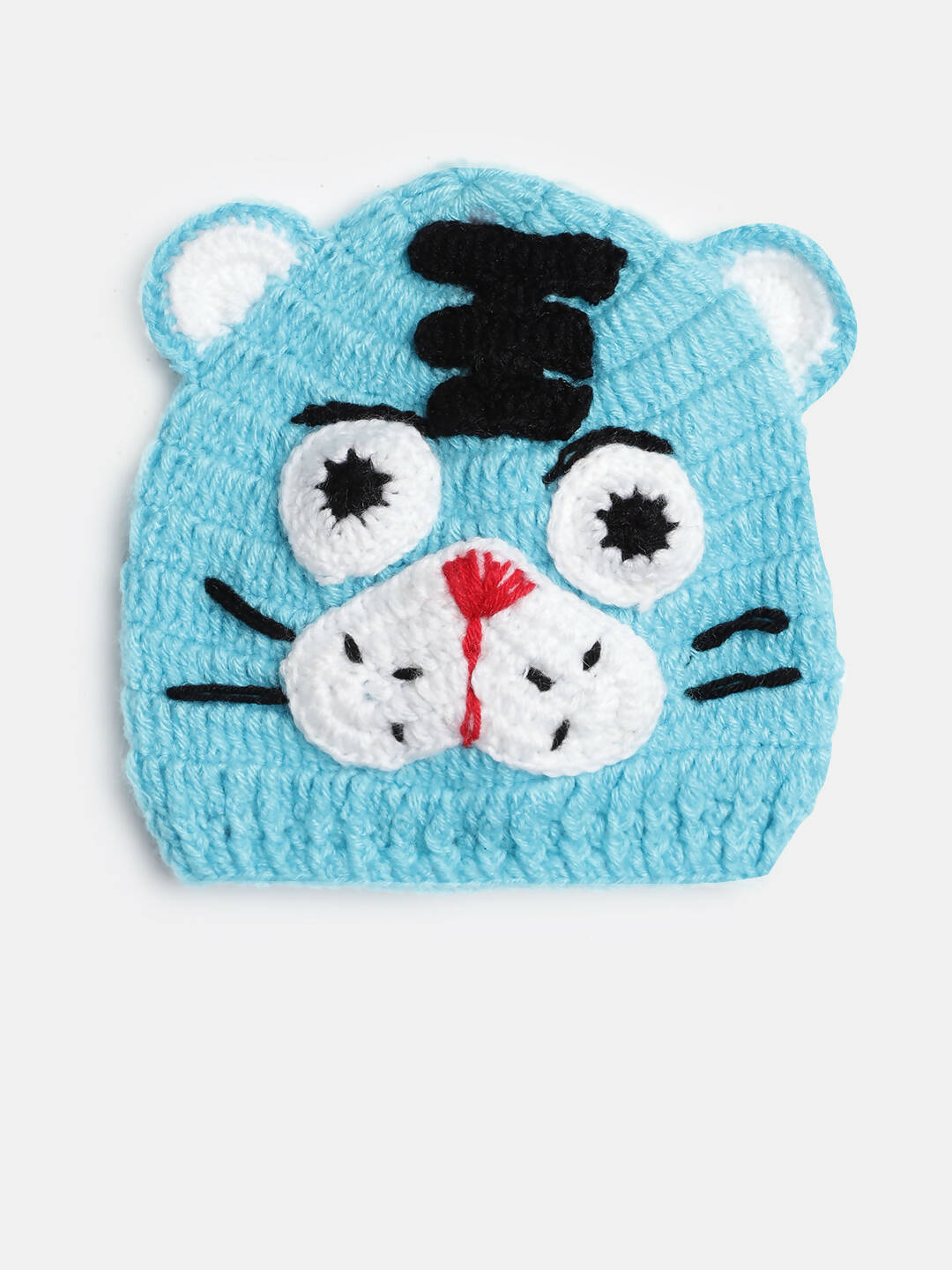 Chutput Kids Woollen Hand Knitted Leo Detail Cap - Blue