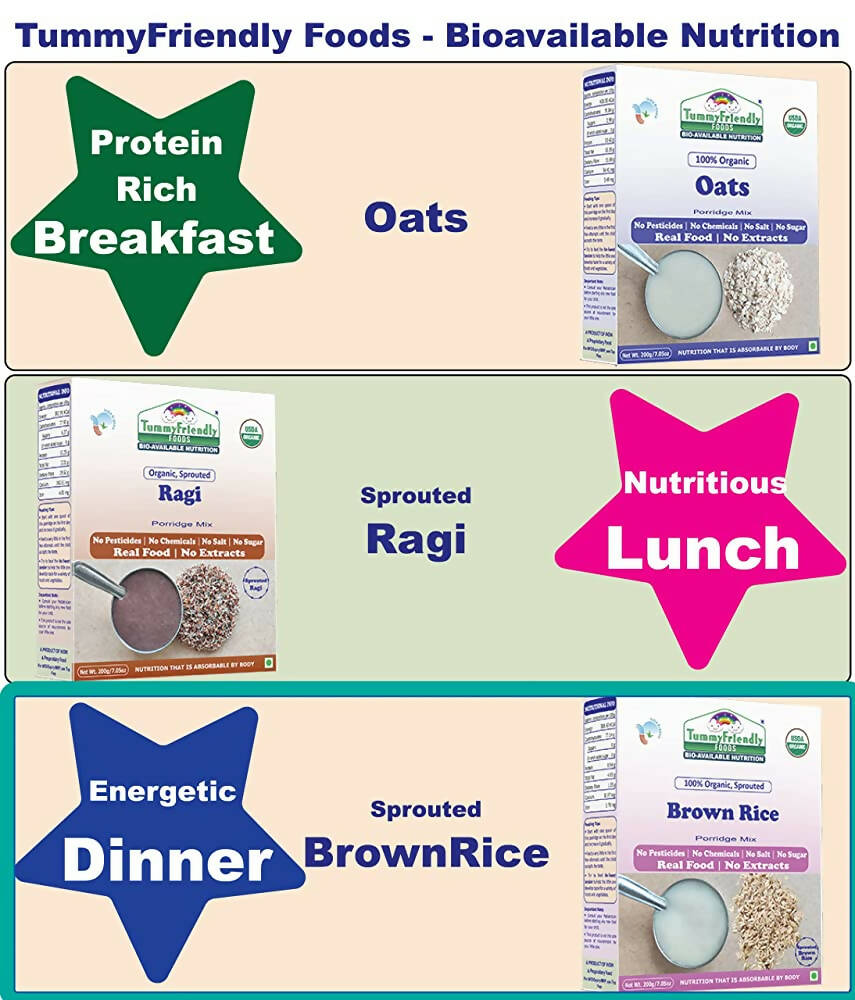 TummyFriendly Foods Organic Sprouted Brown Rice Porridge Mix Organic Baby Food for 6 Months Old