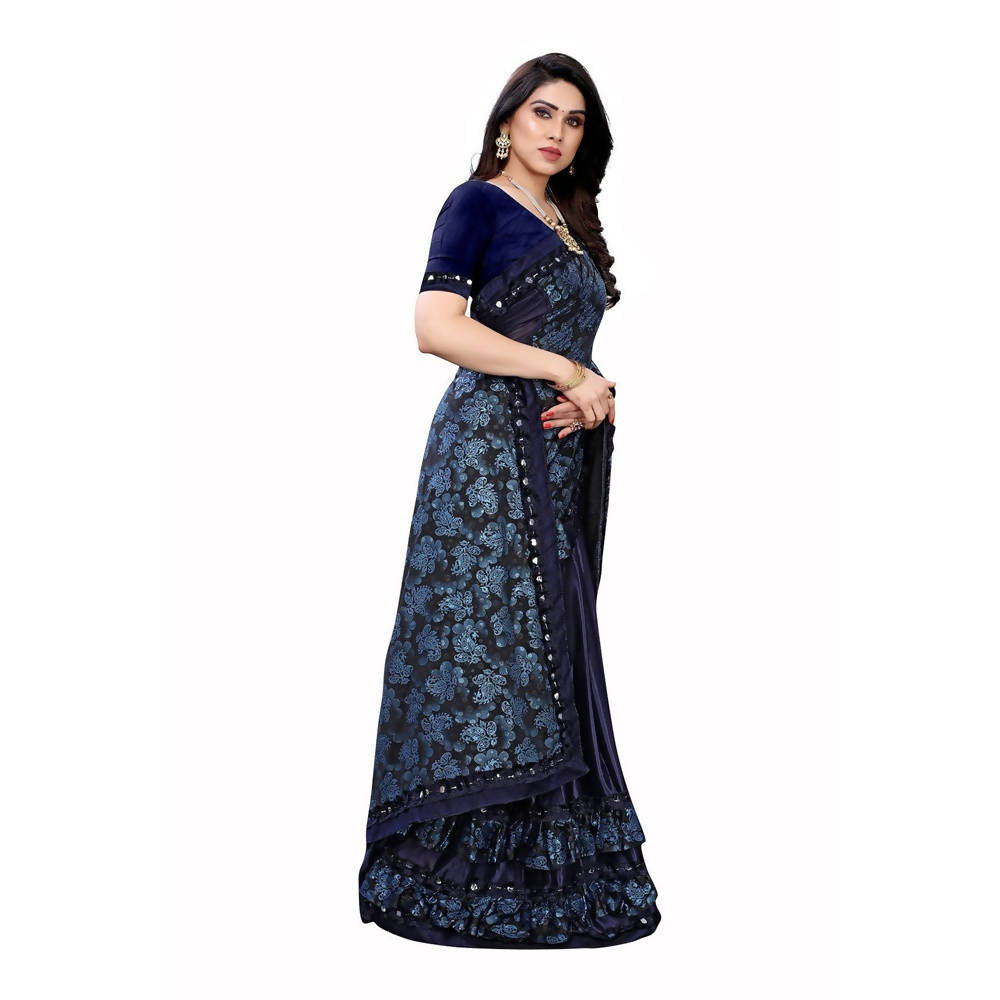 Vamika Blue Lycra Designer Saree (Niya Blue)