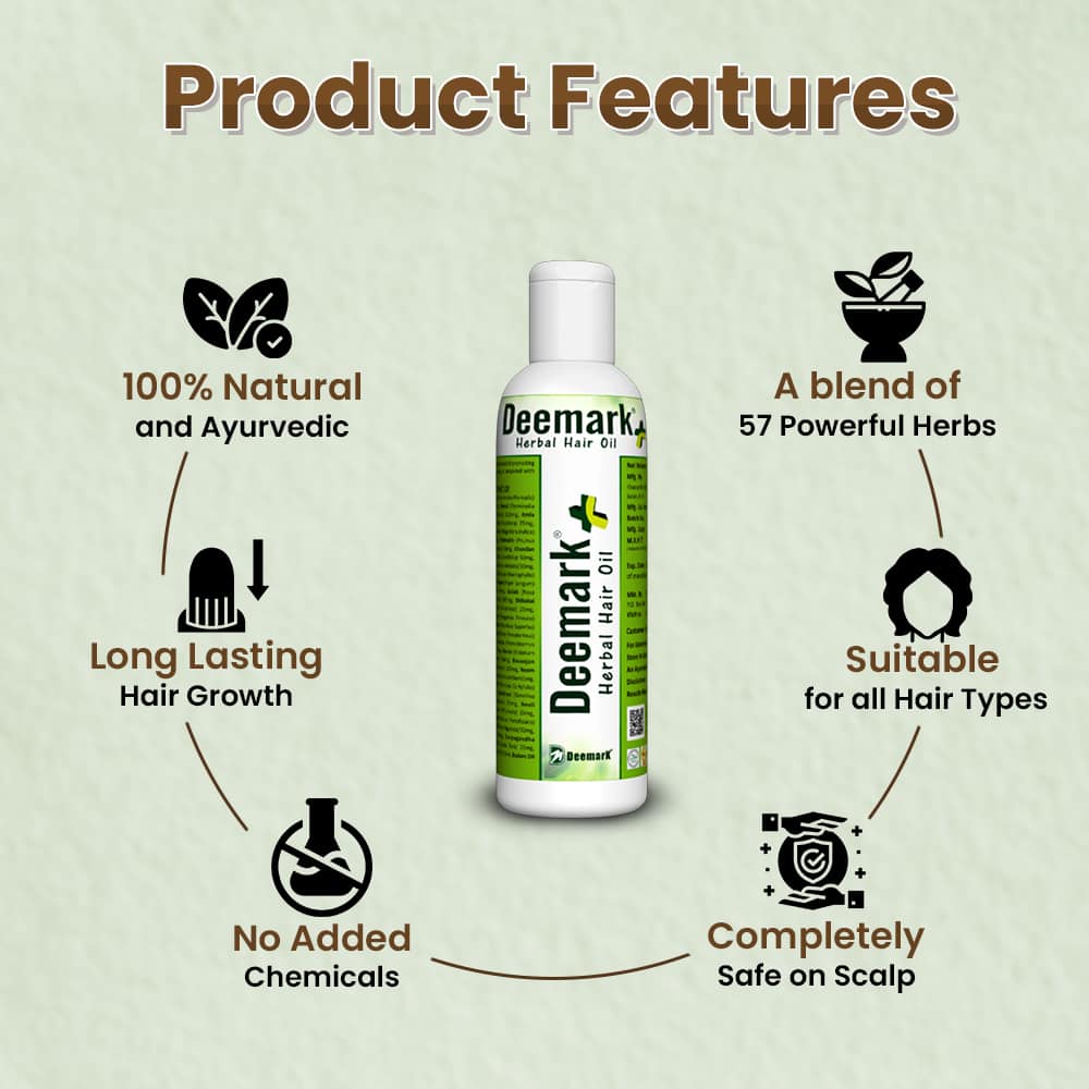 Deemark Hair Oil Plus for Hair Growth & Thickness - 200 ml (Pack of 2)