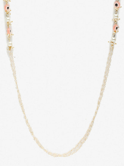 Pink Gold-Toned Evil Eye Beaded Mask Chain - Ruby Raang