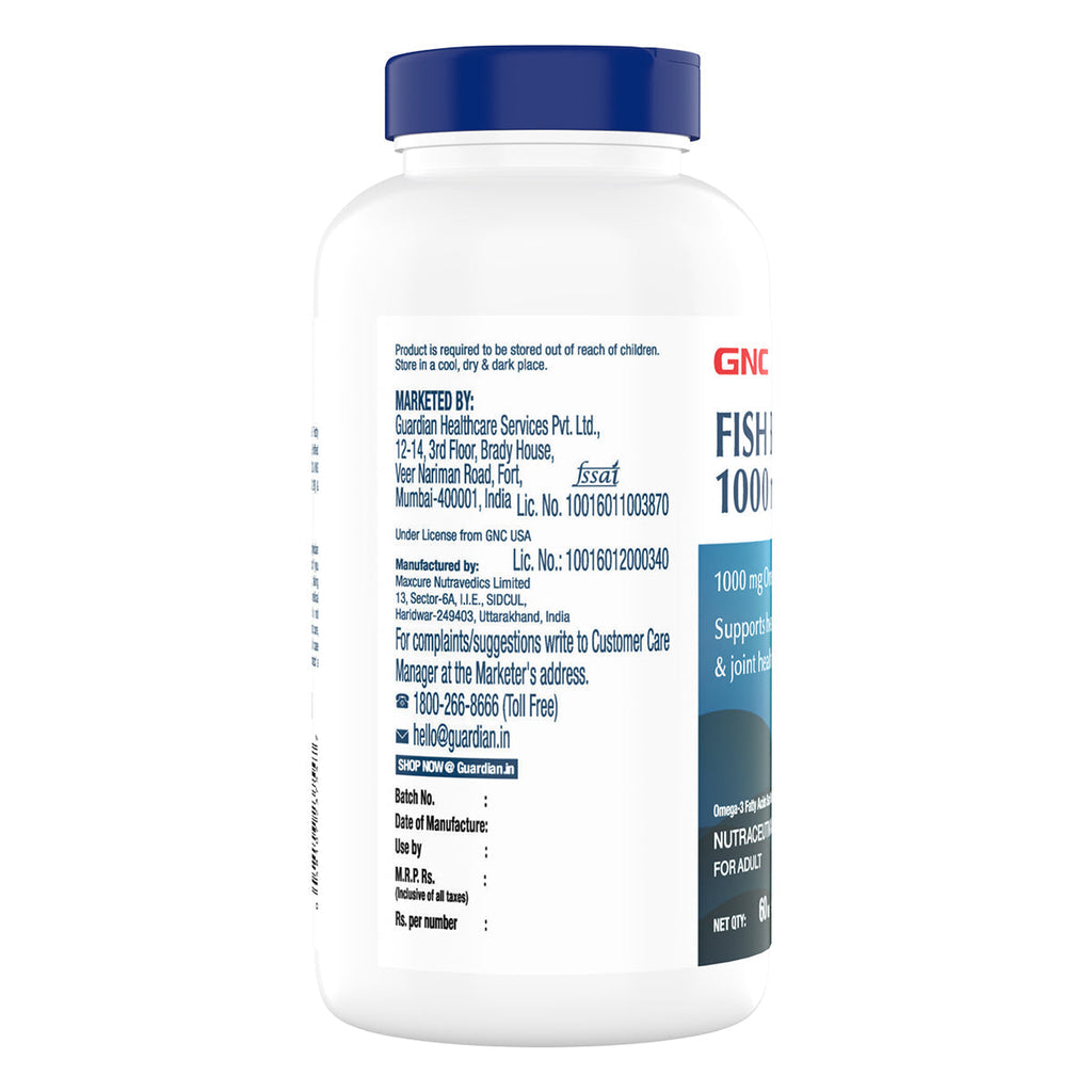 GNC Fish Body Oil Omega-3 Vegetarian Capsules - 60 Caps