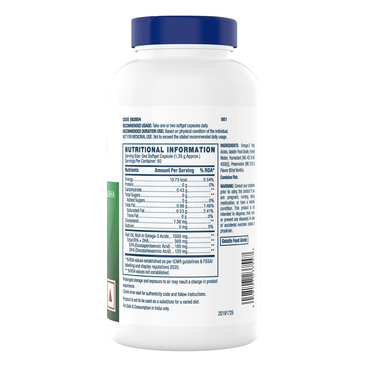 GNC Fish Body Oil Omega-3 Vegetarian Capsules - 60 Caps