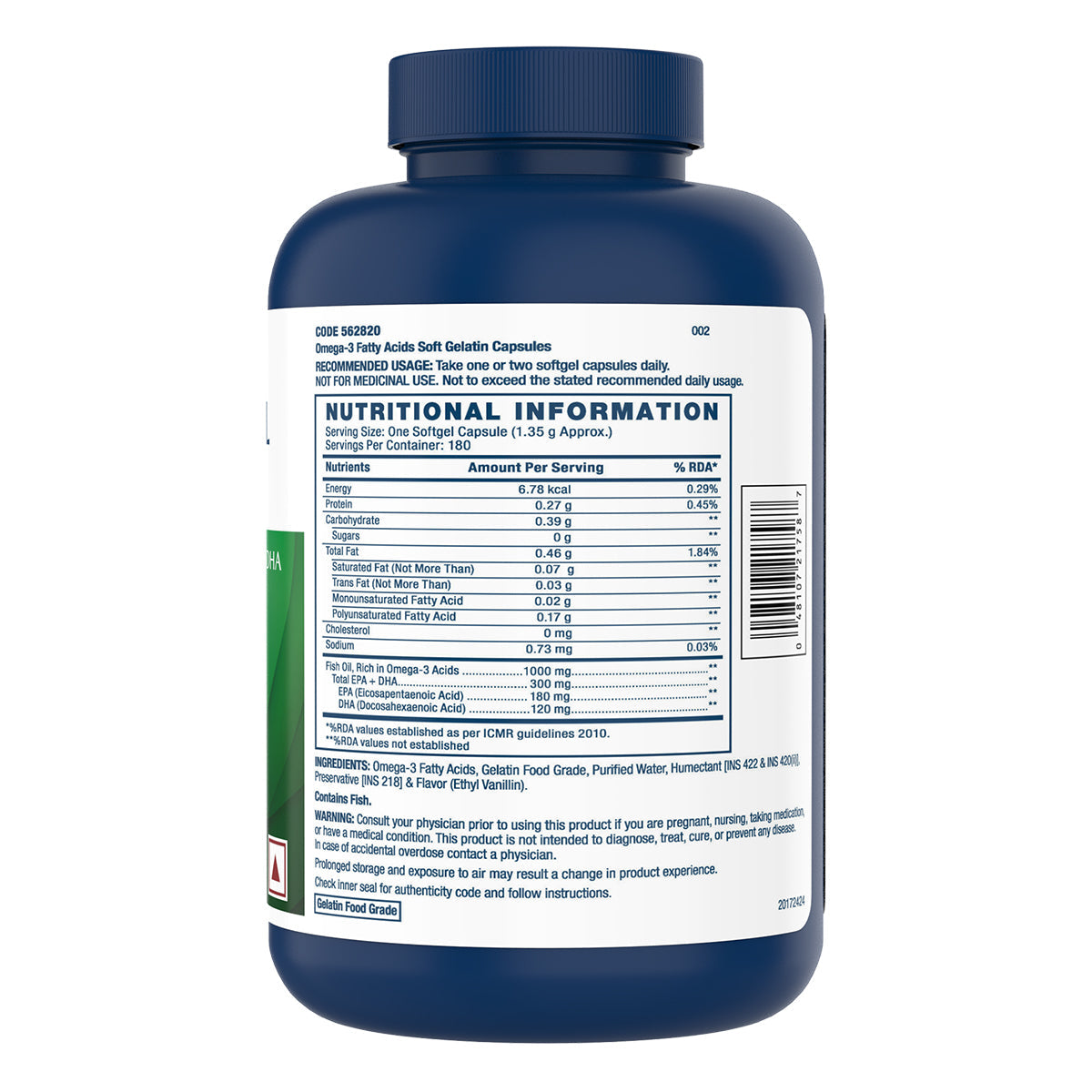 GNC Fish Body Oil Omega-3 Vegetarian Capsules - 60 Caps