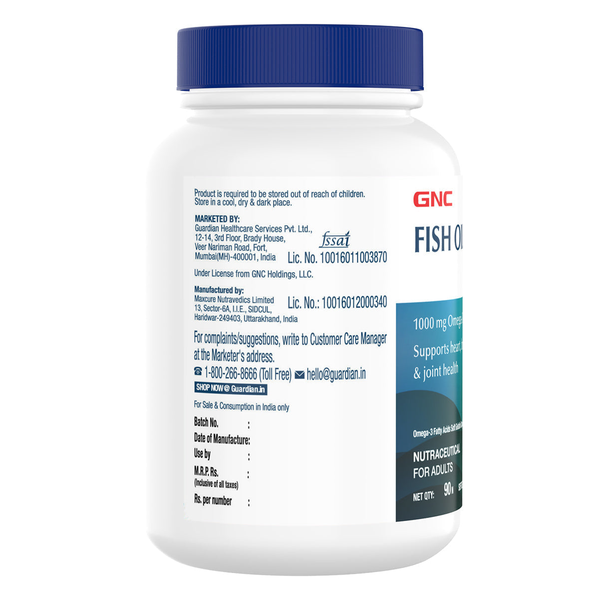 GNC Fish Body Oil Omega-3 Vegetarian Capsules - 60 Caps