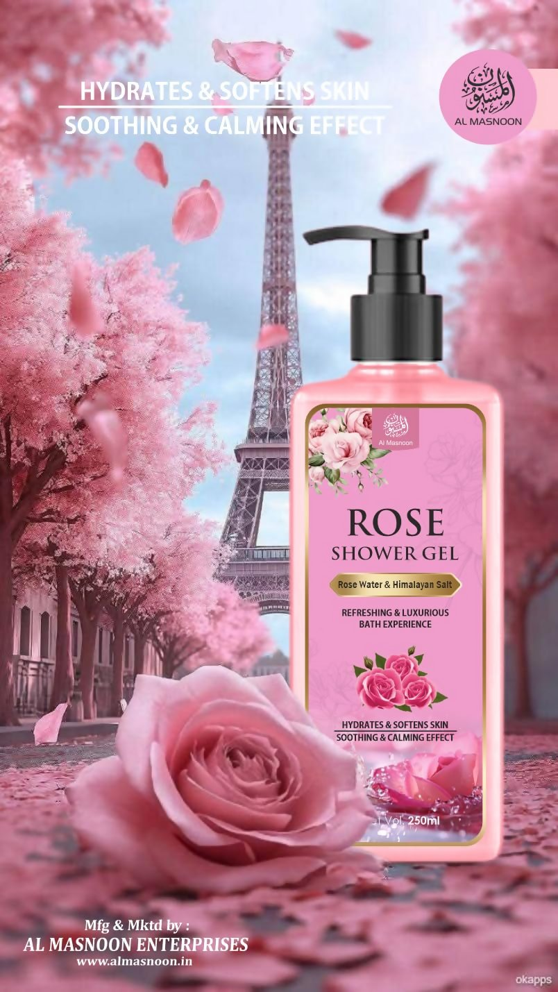 Al Masnoon Rose Shower Gel with Himalayan Pink Salt – Luxurious