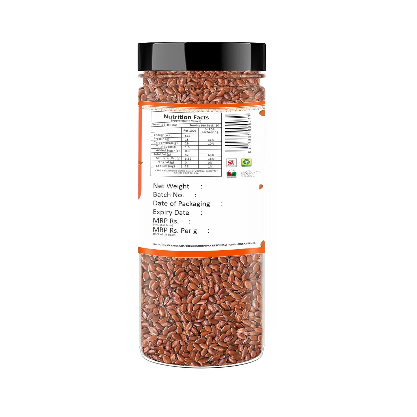 Yum Yum Roasted & Salted Flax Seeds Jar