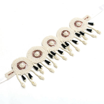 Mominos Fashion Johar Kamal Handicraft Gold/Off White Pearls Necklace with Earrings For Women