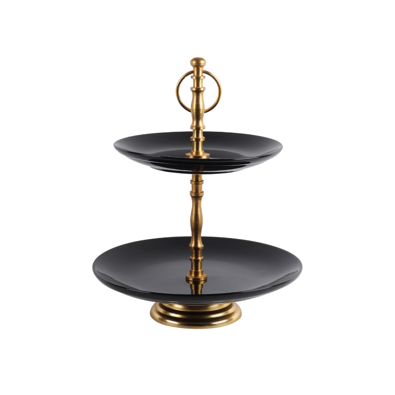 Black Ceramic Double Layer Platter