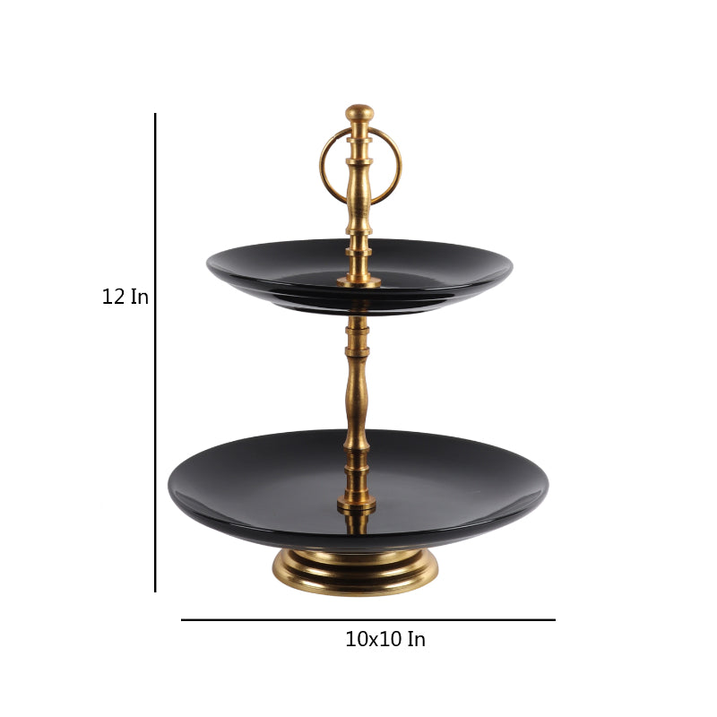Black Ceramic Double Layer Platter
