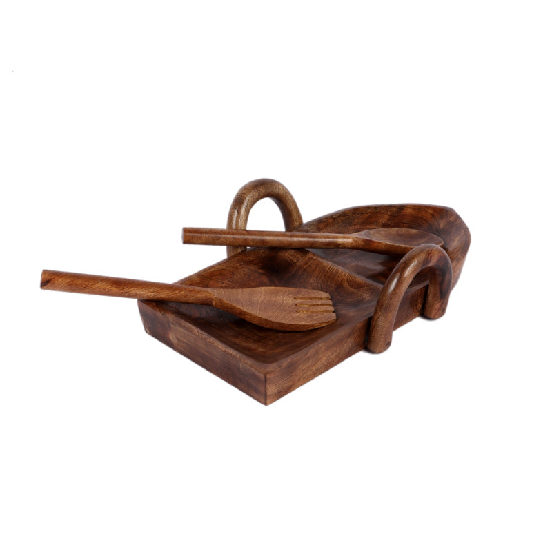 Boat Shape Mangowood Snacks Platter | Set of 9