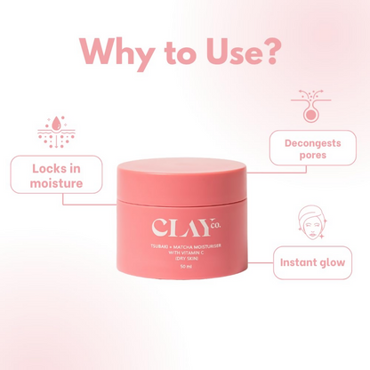 Clayco Tsubaki + Matcha Face Moisturizer With Vitamin C For Dry Skin