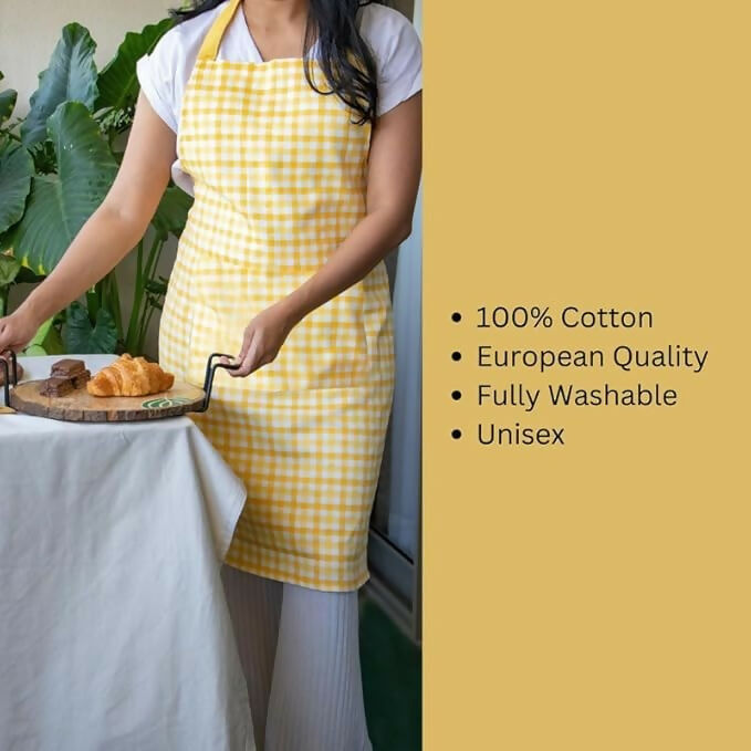 Oak & Lily 100% Cotton Kitchen Apron-Yellow