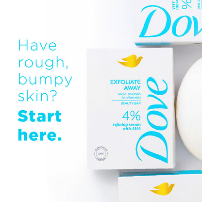 Dove Exfoliate Away Serum Beauty Bar with 4% Refining Serum + AHA
