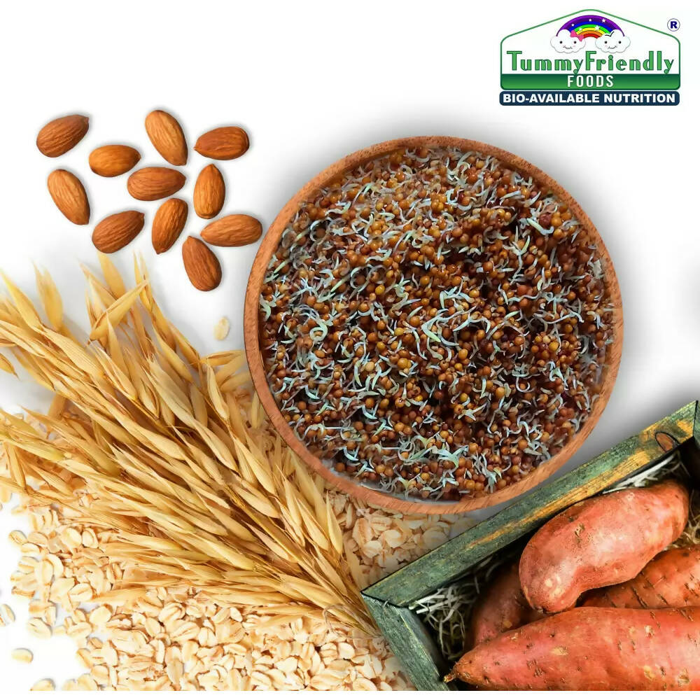 TummyFriendly Foods Certified Organic Sprouted Ragi, Almond, Oats, Sweet Potato Porridge Mix