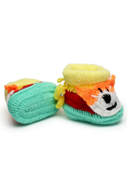 Chutput Kids Woollen Hand Knitted Dog Face Detailed Booties - Multi