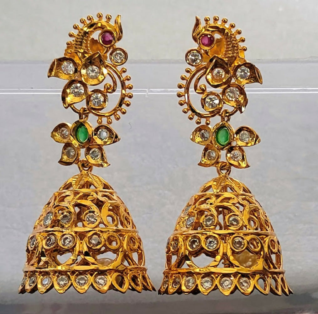 Multicolor Peacock Bridal Jhumkas