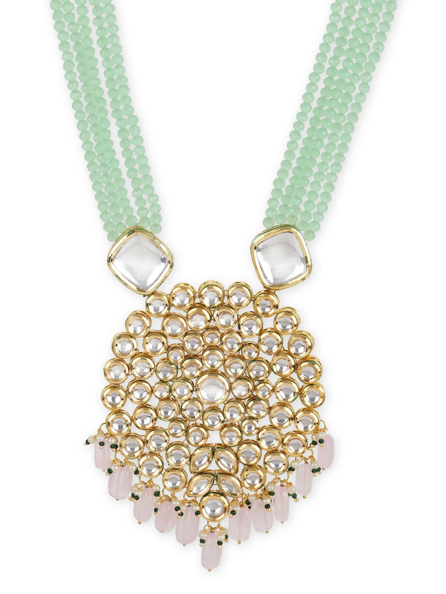 Gold-Toned Green Brass Gold-Polished Necklace - Ruby Raang