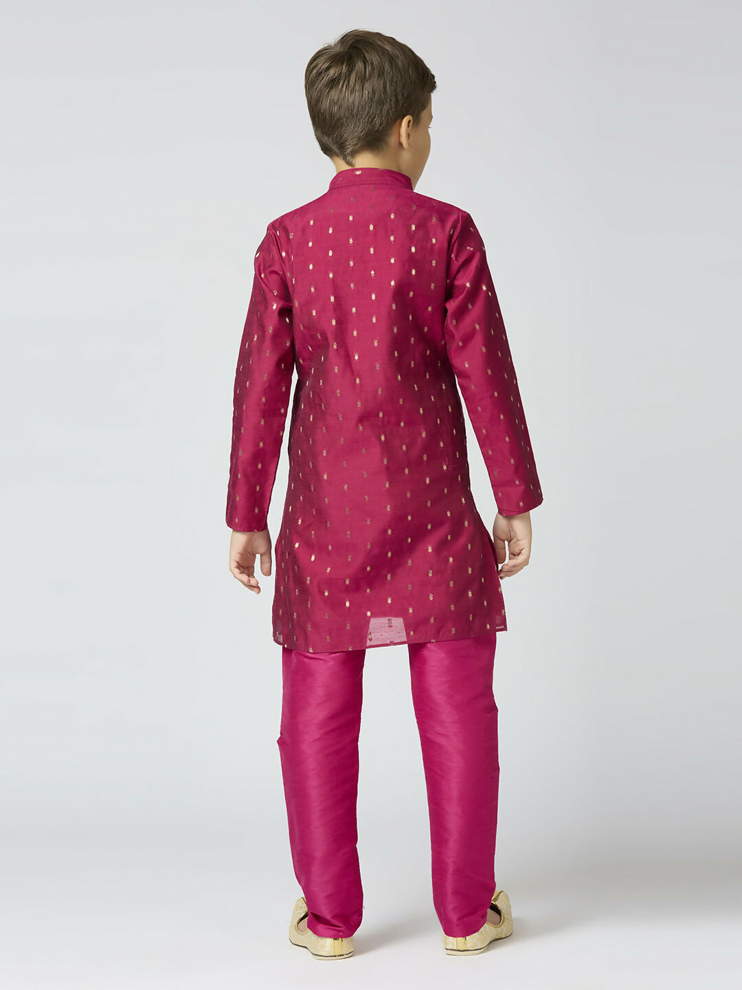 Joban Fashion Kids Island Full Sleeves Chanderi Kurta, Pyjama Set with Traditional Butta Work - Purple