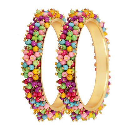 Mominos Fashion Joharkamal Gold-Polished Multi Beads Work Bangles