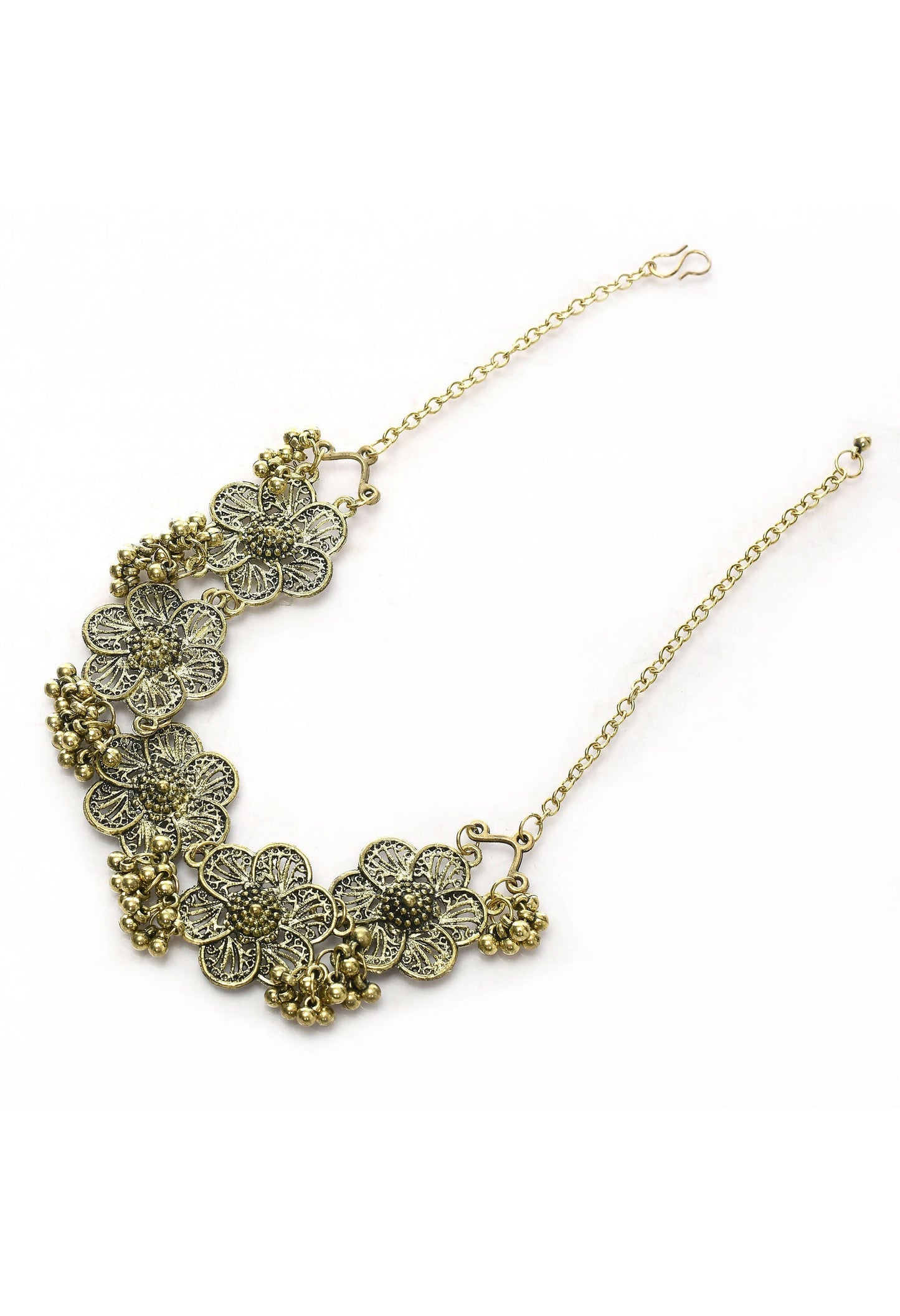 Mominos Fashion Johar Kamal Golden-Plated Brass Finish Floral Desgin Choker For Women